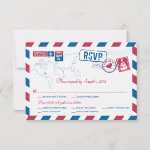 Bahamas Air Mail Wedding RSVP Karte