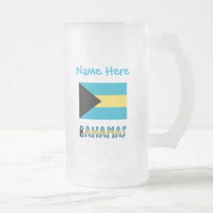 Bahamas bahamaische Flagge Blau Personalisierung  Mattglas Bierglas