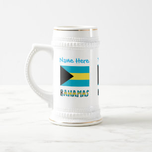 Bahamas Bahamanische Flagge Blau Personalisierung  Bierglas