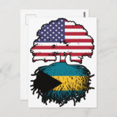 Bahamas Bahamian American USA Tree Roots Flag Postkarte (Vorne/Hinten)