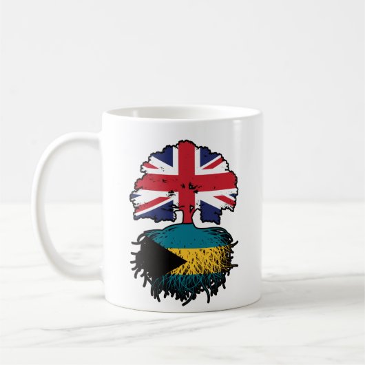 Bahamas Bahamian British UK Tree Roots Flag Kaffeetasse (Links)