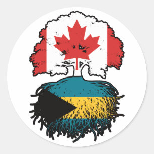 Bahamas Bahamian Canadian Tree Roots Flag Runder Aufkleber