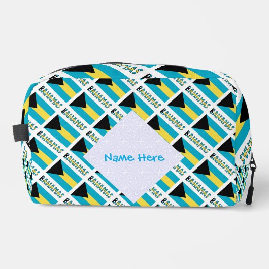 Bahamas Bahamian Flag Tiled Blue Personalization Waschbeutel (Vorderseite)
