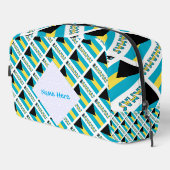 Bahamas Bahamian Flag Tiled Blue Personalization Waschbeutel (Rechte Ecke)