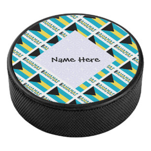 Bahamas bahamische Flagge gekachelt personalisiert Eishockey Puck