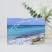 BAHAMAS BEACH SHORE Wedding RSVP (Stehend Vorderseite)