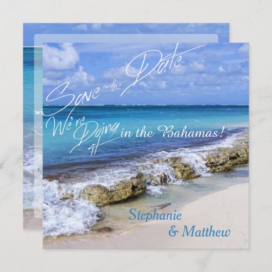 BAHAMAS BEACH SHORE Wedding Save the Date (Vorne/Hinten)