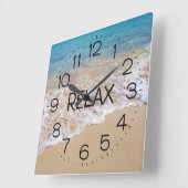 Bahamas Beach Surf mit Text Quadratische Wanduhr (Winkel)