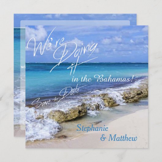 Bahamas Beach Wedding Save the Date (Vorne/Hinten)
