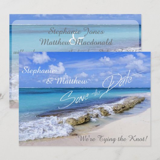 Bahamas Beach Wedding Save the Date (Vorne/Hinten)