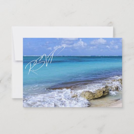 Bahamas Beach Wedding UAWG RSVP Karte (Vorderseite)