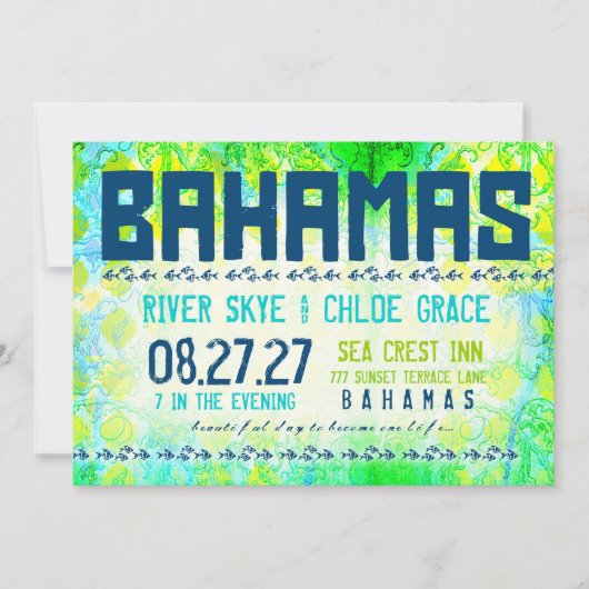 BAHAMAS-Bestimmungsort laden grundlegendes Papier Einladung (Vorderseite)