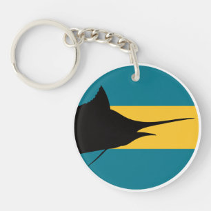 Bahamas Blaue Marlin Bahamian Nationale Tierflagge Schlüsselanhänger