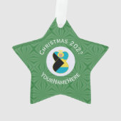 Bahamas Blonde Angel Flag Weihnachten Personalisie Ornament (Rückseite)