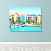 Bahamas colourful houses canvas print leinwanddruck (Insitu (Holzboden))