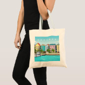 Bahamas colourful houses tote bag tragetasche (Vorderseite (Produkt))