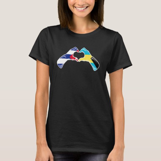 Bahamas Cuba Flag Bahamians Cuban Heart T-Shirt (Vorderseite)