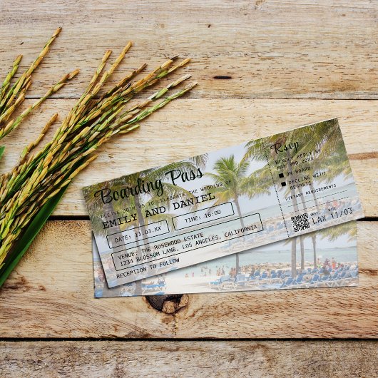 Bahamas Destination Boarding Pass Wedding Einladung