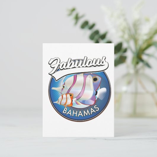 Bahamas fabelhaftes Logo Postkarte (Stehend Vorderseite)