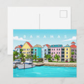 Bahamas farbige Häuser Postkarte (Vorne/Hinten)