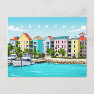 Bahamas farbige Häuser Postkarte