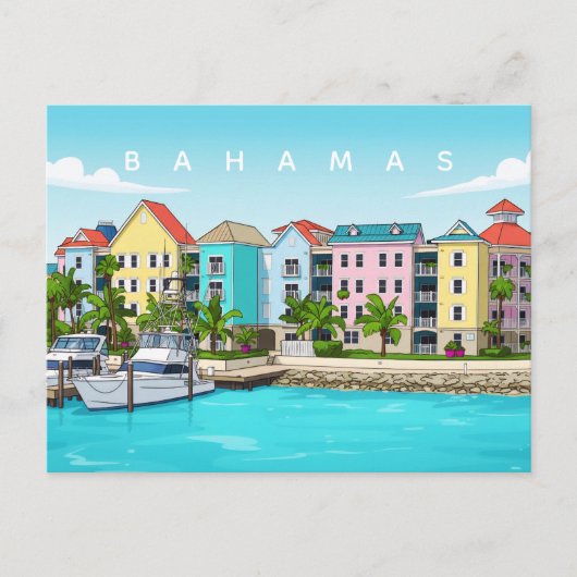 Bahamas farbige Häuser Postkarte (Vorderseite)
