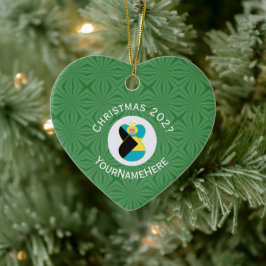 Bahamas Flag Angel Christmas Green Keramik Ornament