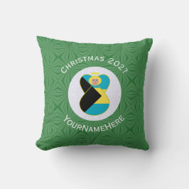 Bahamas Flag Angel Christmas Green Kissen