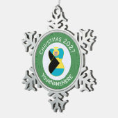 Bahamas Flag Angel Christmas Green Schneeflocken Zinn-Ornament (Rechts)