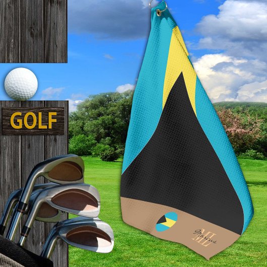 Bahamas Flag & Bahamas mit Monogramm Golfhandtuch