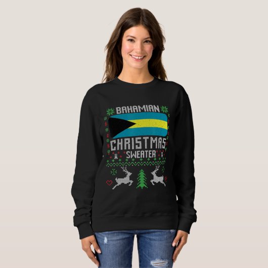 Bahamas Flag Bahamian Weihnachtssüßer Sweatshirt (Vorne ganz)