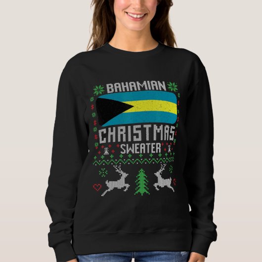 Bahamas Flag Bahamian Weihnachtssüßer Sweatshirt (Vorderseite)