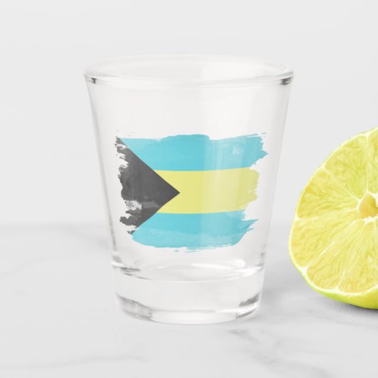 Bahamas flag brush stroke, national flag schnapsglas (Vorderseite)