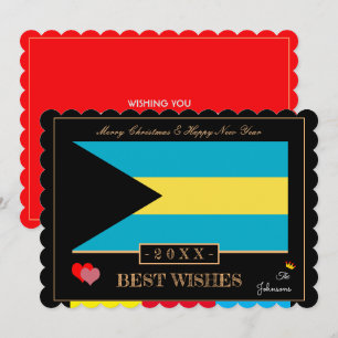 Bahamas Flag & Happy New Year/Best Wishs Card Feiertagskarte