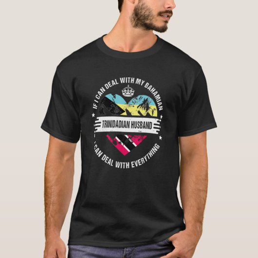 Bahamas Flag Trinidad&Tobago Grown Husband Countr T-Shirt (Vorderseite)