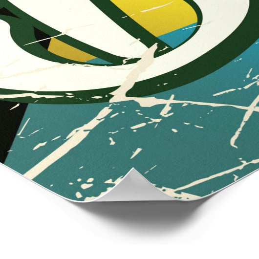 Bahamas Flag Vintage Reiseplakat Poster (Ecke)