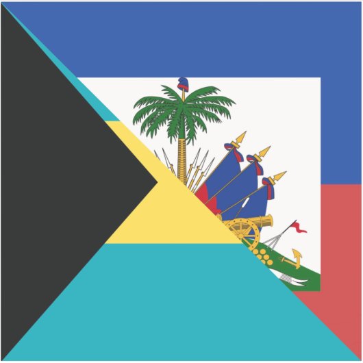 Bahamas-Flagge | Halbfahne Haitianischer Flagge Aufkleber (Vorderseite)