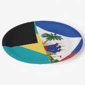 Bahamas-Flagge | Halbfahne Haitianischer Flagge Pappteller (Schrägansicht)
