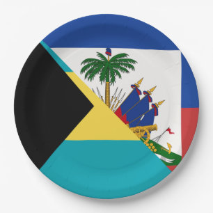 Bahamas-Flagge   Halbfahne Haitianischer Flagge Pappteller
