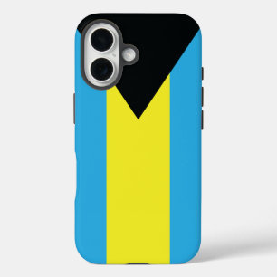 Bahamas-Flagge in Blau, Schwarz und Gelb iPhone 16 Hülle