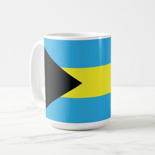 Bahamas-Flagge in Blau, Schwarz und Gelb Kaffeetasse (Vorderseite Links)