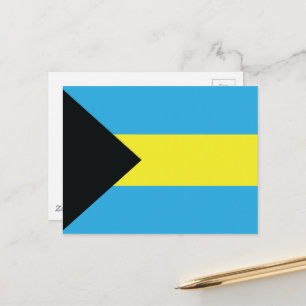 Bahamas-Flagge in Blau, Schwarz und Gelb Postkarte