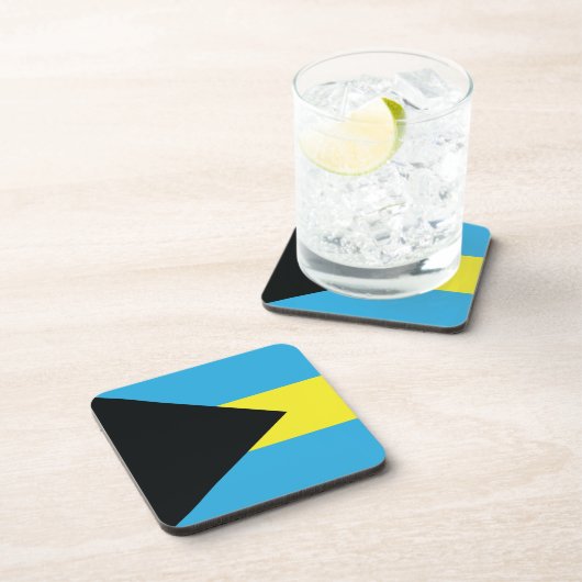 Bahamas-Flagge in Schwarz, Gold und Aquamarine Getränkeuntersetzer (Rechte Seite)