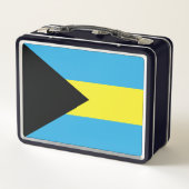 Bahamas-Flagge in Schwarz, Gold und Aquamarine Metall Brotdose (Rückseite)