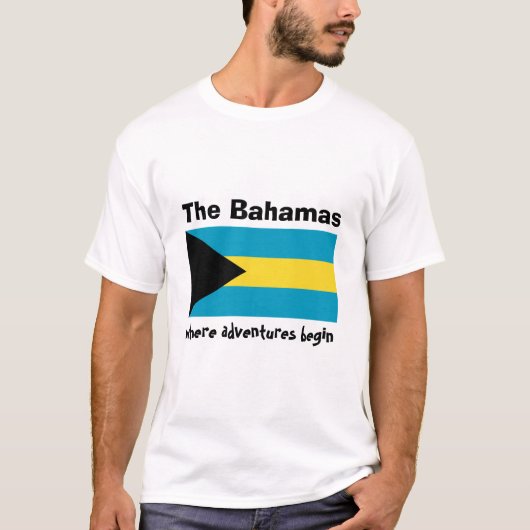 Bahamas-Flagge + Karte + Text-T - Shirt (Vorderseite)