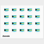 Bahamas-Flagge mit Namen Runder Aufkleber (Blatt)