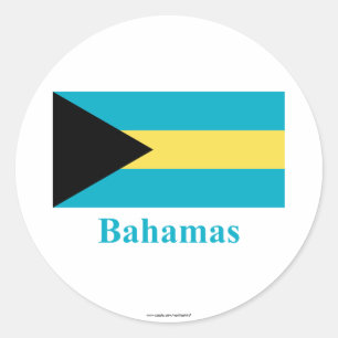 Bahamas-Flagge mit Namen Runder Aufkleber