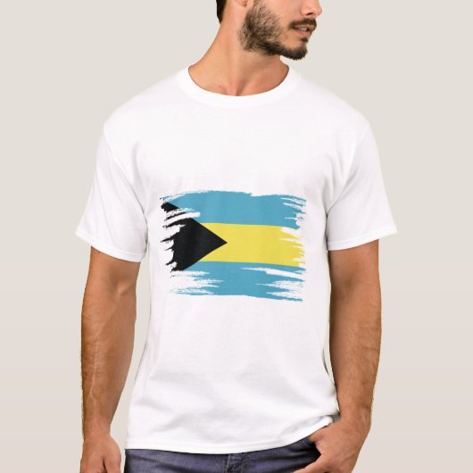 Bahamas Flagge Pinselstriche T-Shirt (Vorderseite)