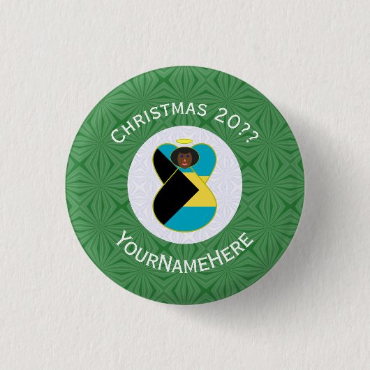 Bahamas Flagge Schwarzer Engel Weihnachten Persona Button (Vorderseite)