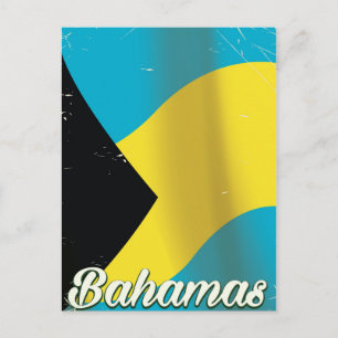 Bahamas-Flagge Vintage-Reiseposter Postkarte